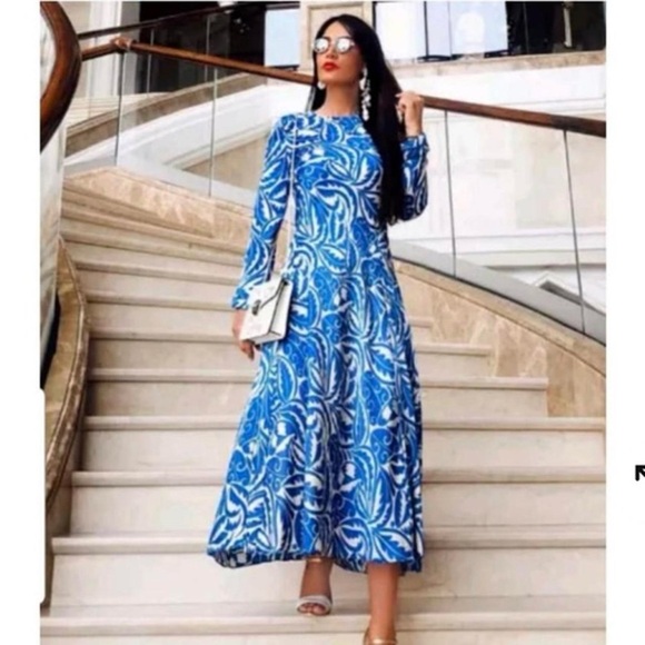 Zara Long Printed Dress - Satin Maxi Dress - Picture 10 of 15
